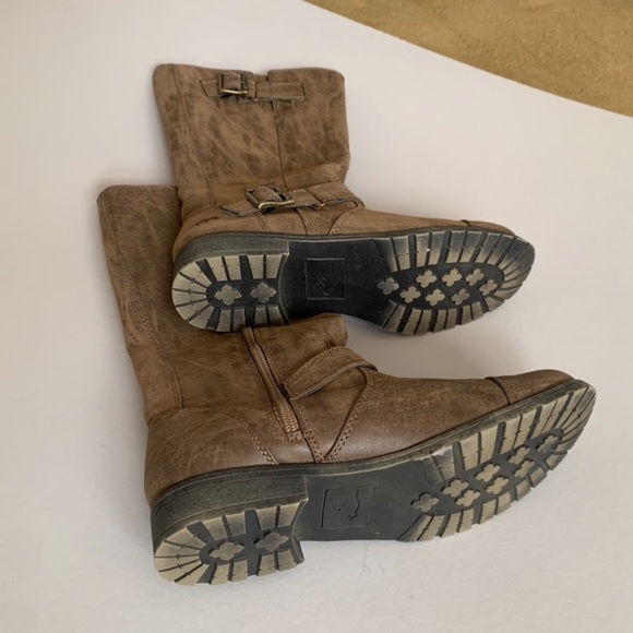 Rocket Dog Brown Faux Leather Flat Fashion Boots - Picture 3 of 5